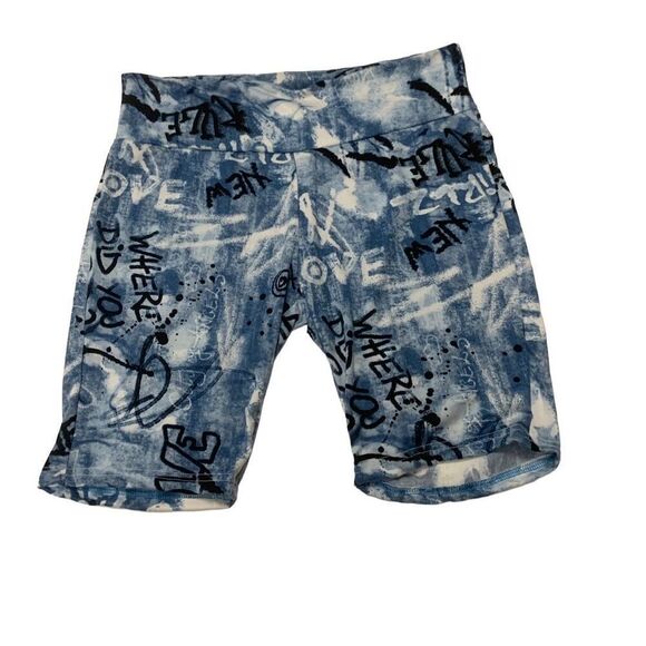 Graffiti Patterned Biker Shorts - Picture 1 of 4
